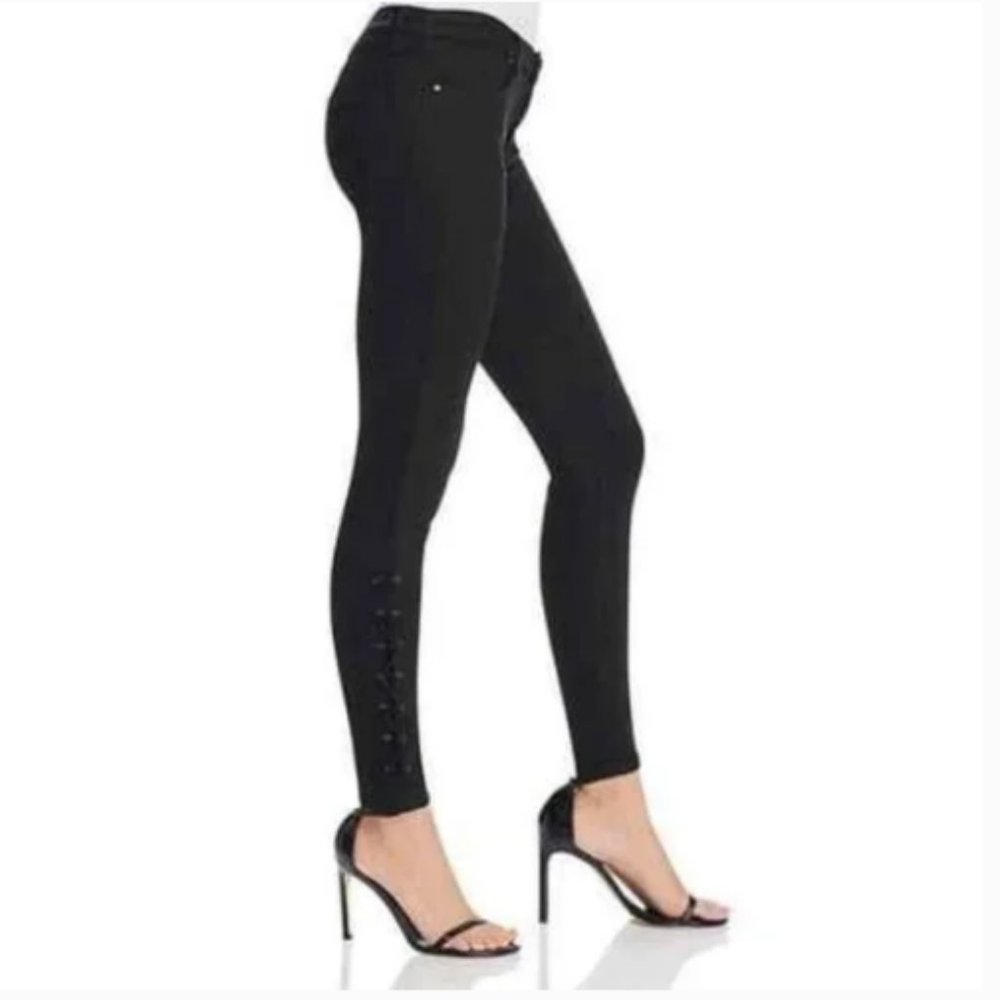 Blank NYC Black Intro Skinny Jeans with Side Lace up Ankle